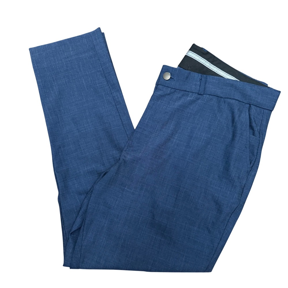 State and Liberty Dress Pants Mens 36 Heathered Navy Blue Athletic Fit Stretch